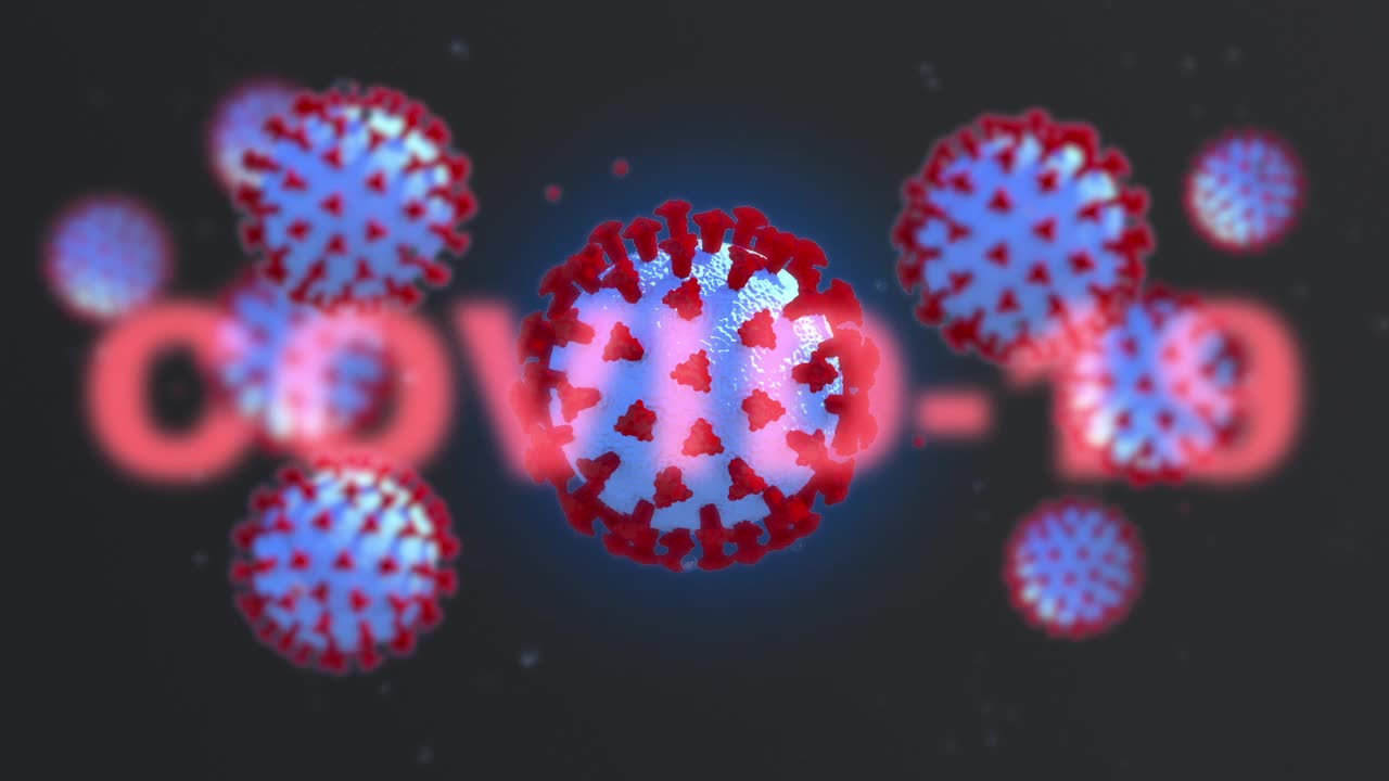冠状病毒COVID-19的三维显微镜视图。大流行性流感病毒感染人类细胞的危险视频素材
