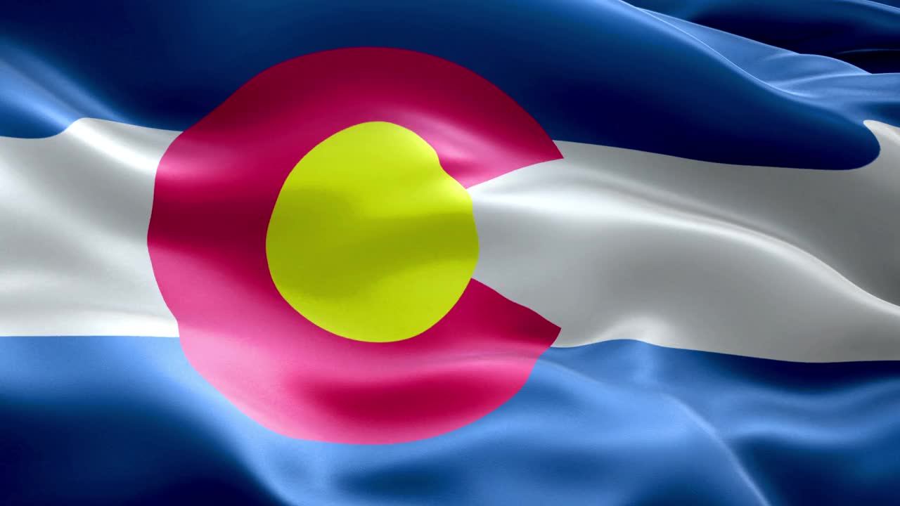 科罗拉多州的州旗4k分辨率可循环元素高度详细的织物纹理视频下载