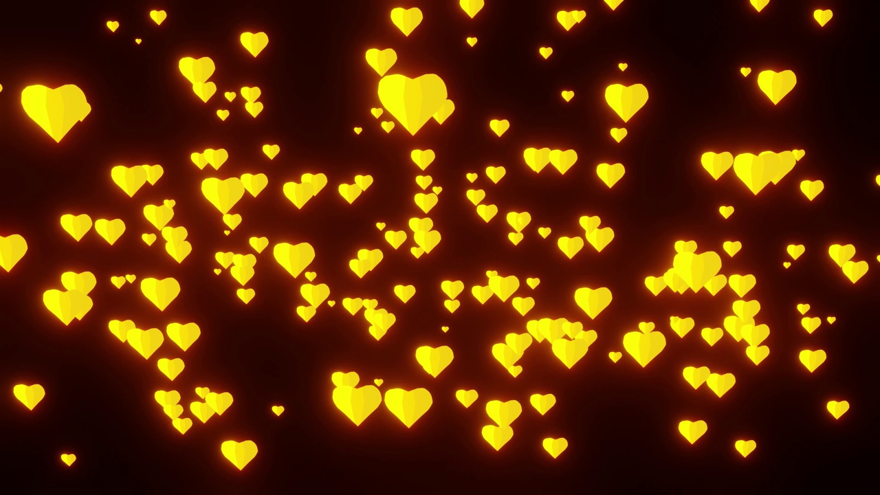 VJ环的黄色和金色明亮的心视频素材