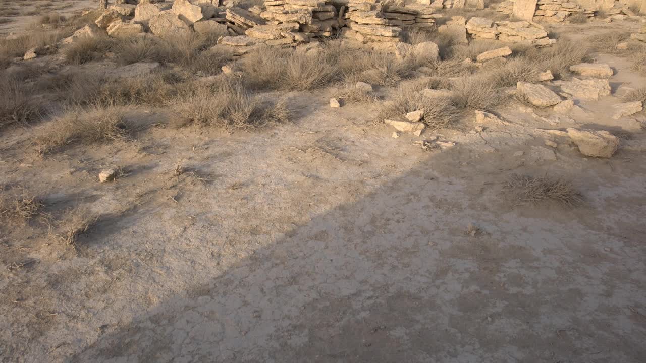 乌兹别克斯坦乌斯图尔特高原的古老废墟视频下载