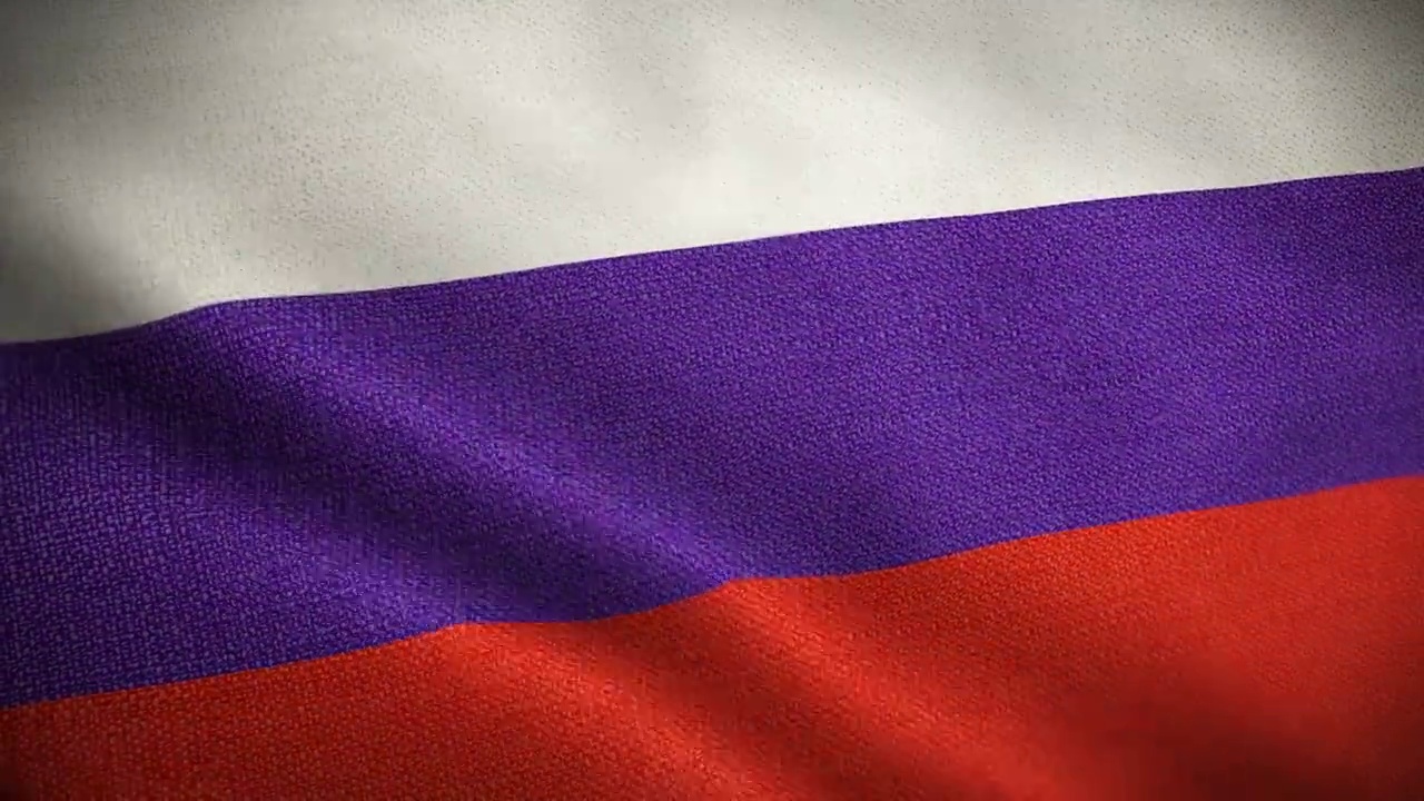 俄罗斯国旗动画库存视频-俄罗斯国旗在循环和纹理3d渲染背景-高度详细的织物图案和可循环的俄罗斯联邦国旗视频素材