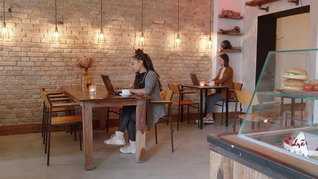 在wifi咖啡厅工作的自由职业者视频下载