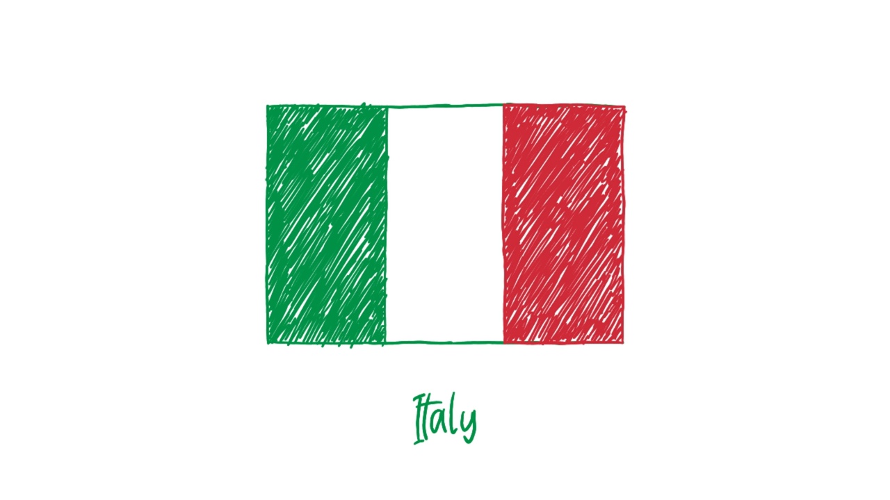 意大利国旗标记或铅笔颜色素描动画视频素材