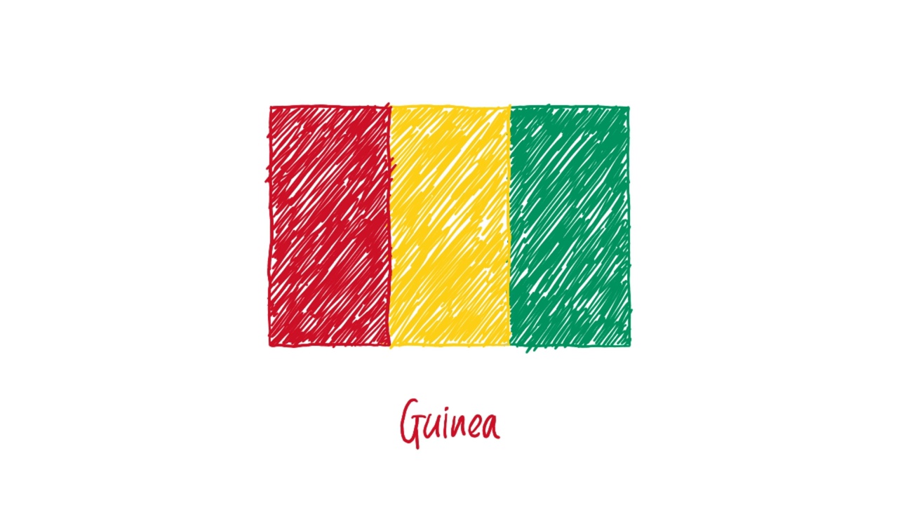 几内亚国旗标记或铅笔颜色素描动画视频素材