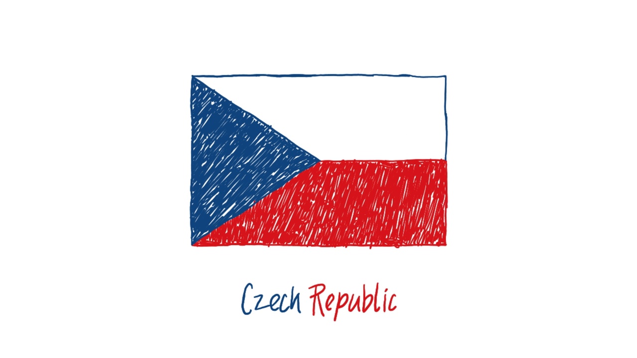 捷克共和国国旗标记或铅笔颜色素描动画视频素材