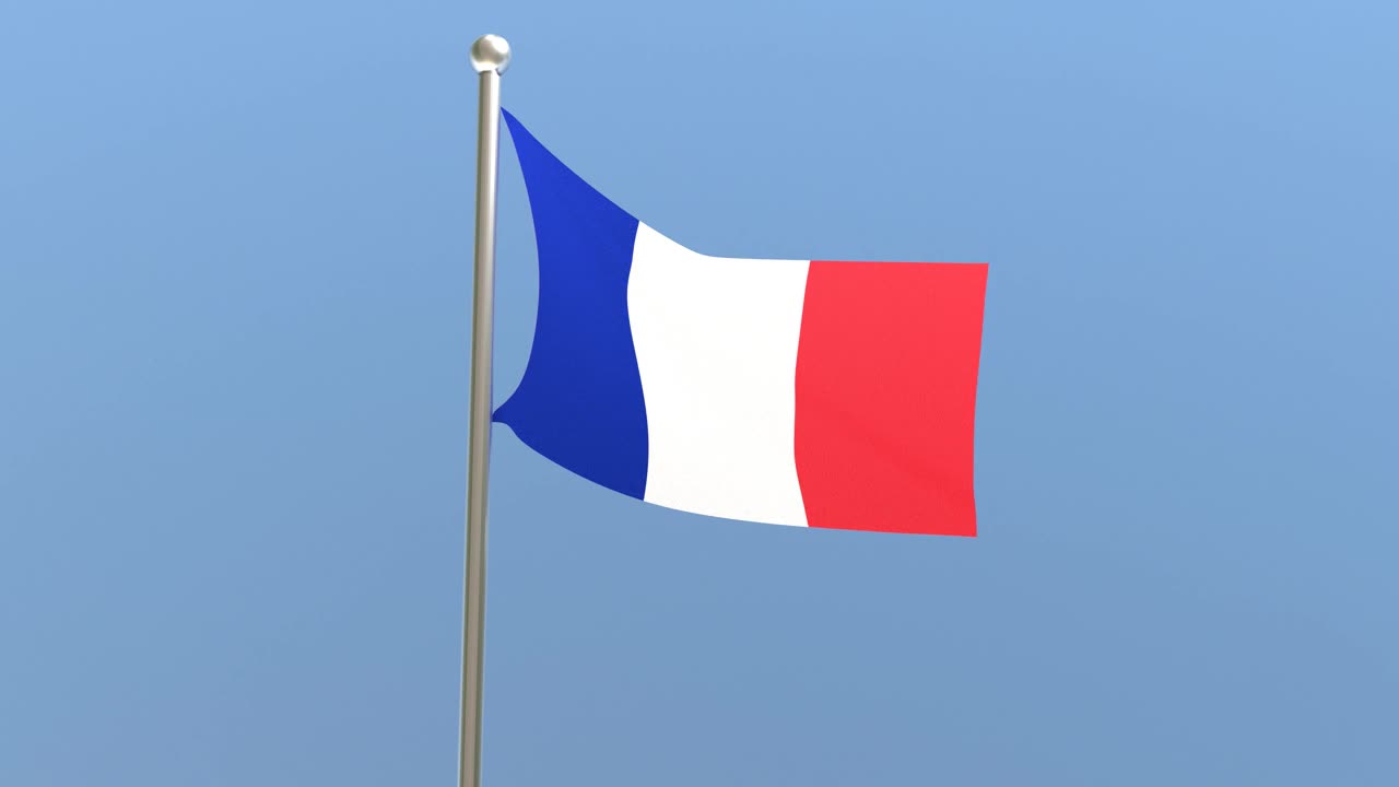 旗杆上挂法国国旗。视频素材
