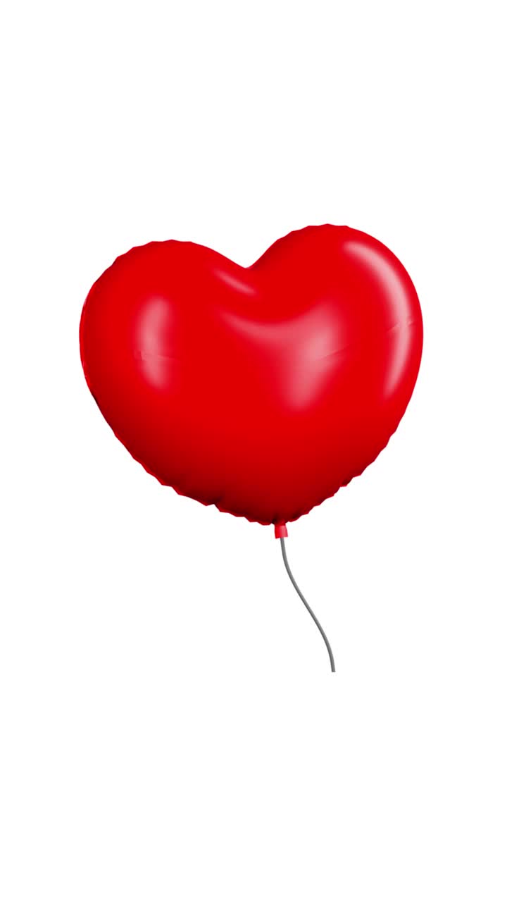 环准备情人节红气球在心脏形状飞行在白色背景4K分辨率视频素材
