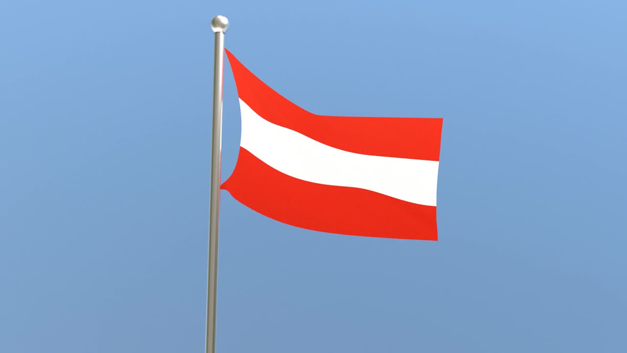 奥地利国旗插在旗杆上。视频素材