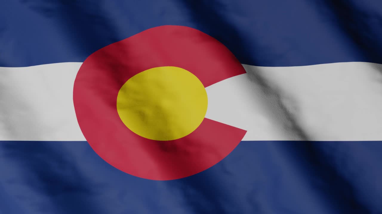 科罗拉多的州旗在风中飘扬视频下载