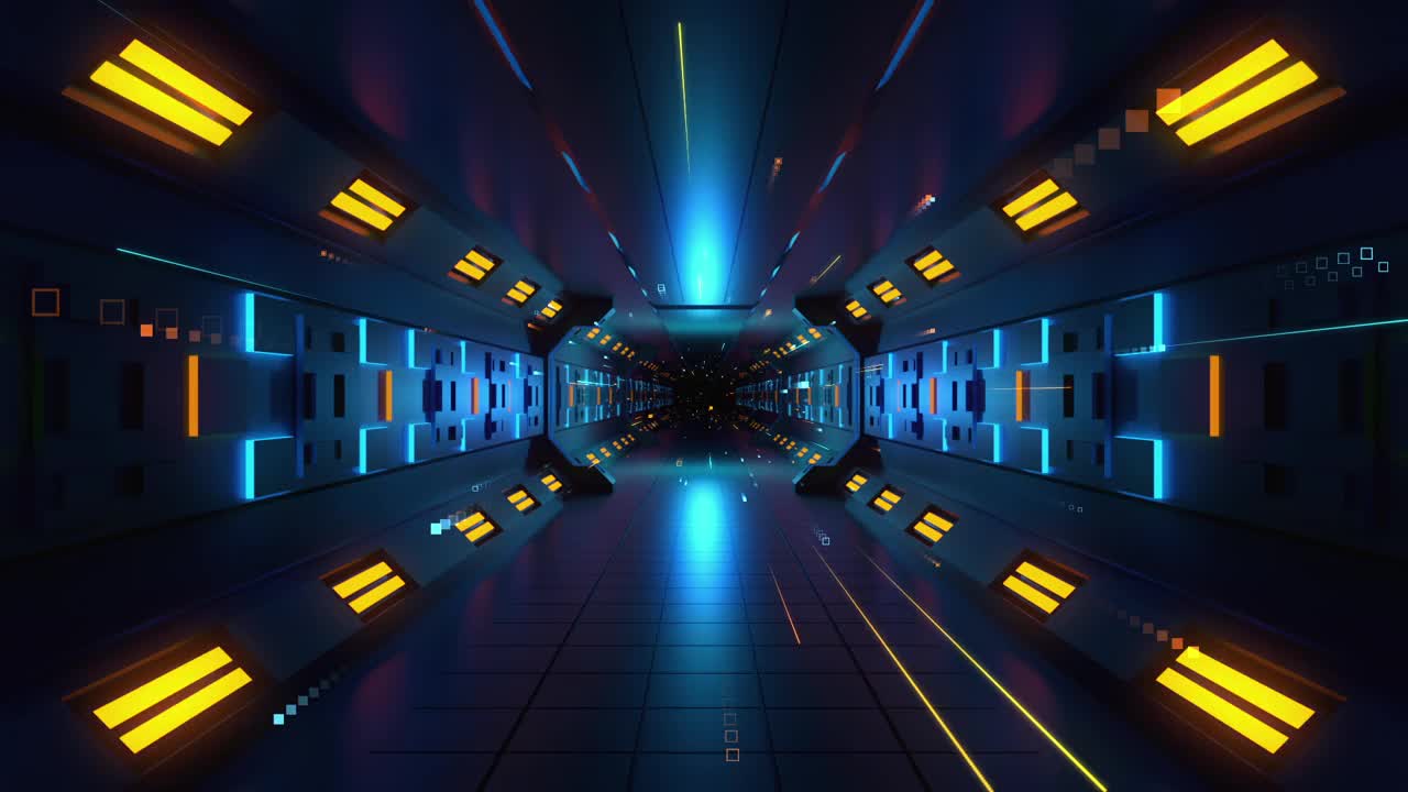 科幻隧道颜色01视频素材