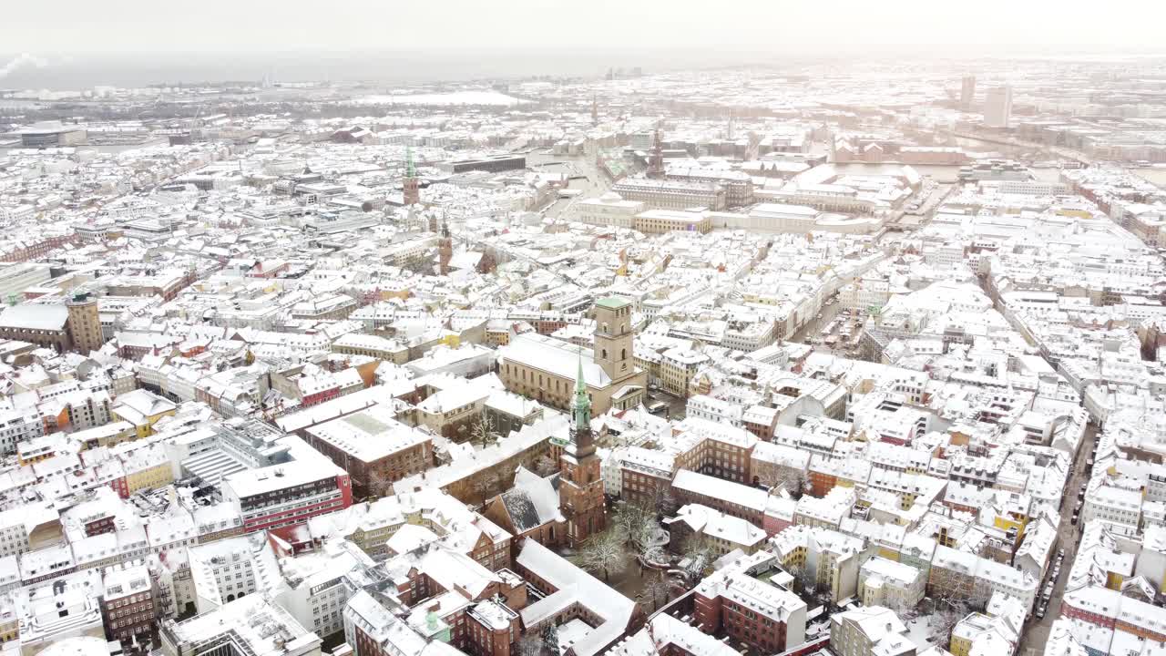 白雪覆盖的哥本哈根视频素材