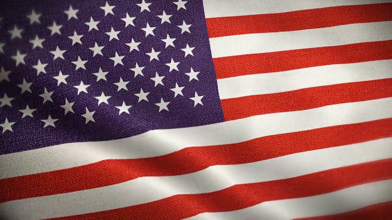 美国的国旗动画股票视频-美国国旗在循环和纹理3d渲染背景-高度详细的织物图案和可循环-美利坚合众国，美国，美国国旗视频素材