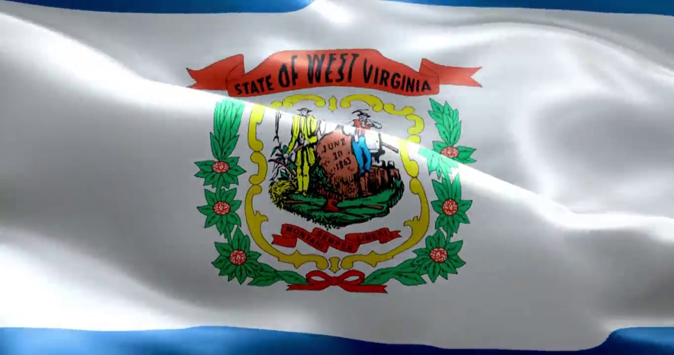 西弗吉尼亚州国旗4k分辨率可循环元素高度详细的织物纹理视频下载