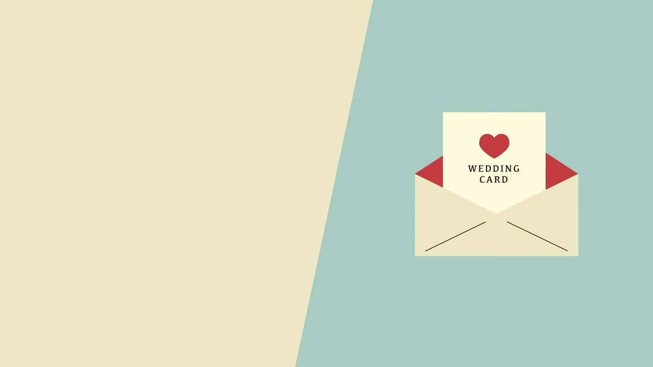 4k视频婚礼卡在信封上的白色和蓝色背景。视频下载