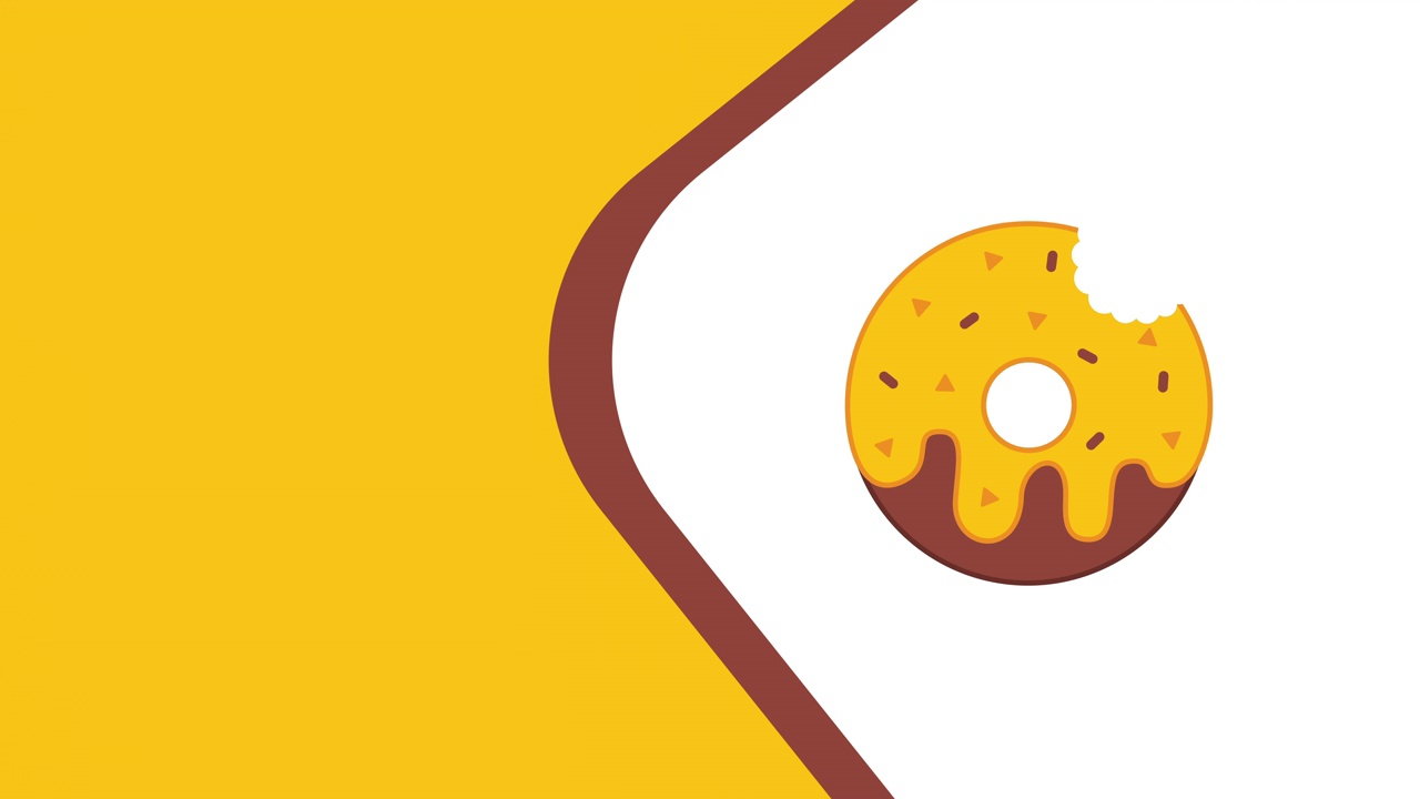 4k视频的卡通甜甜圈在白色和黄色的背景。视频下载