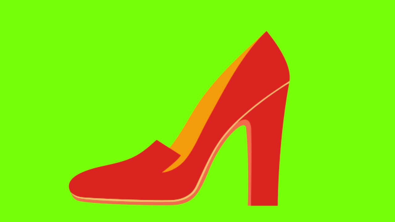 红色高跟鞋在绿色屏幕背景上的动画视频素材