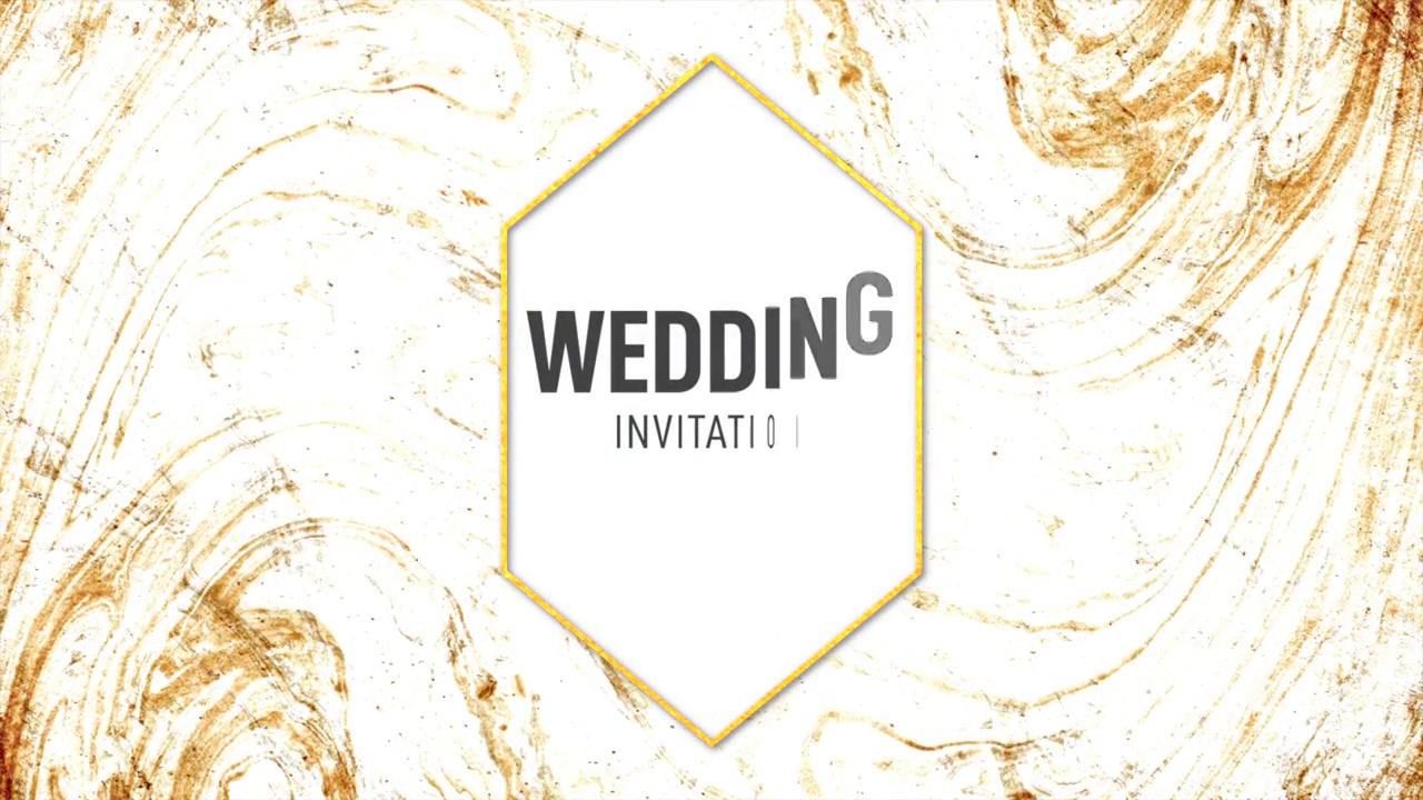 金色大理石质感的婚礼请柬视频素材