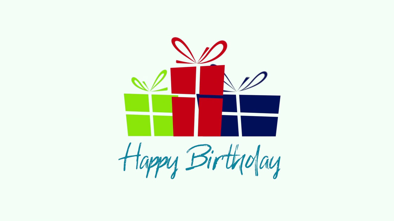 用红色，蓝色和绿色的礼物祝你生日快乐视频下载