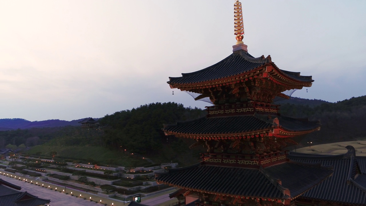 韩国忠南扶余郡百济文化之乡的日落美景视频下载