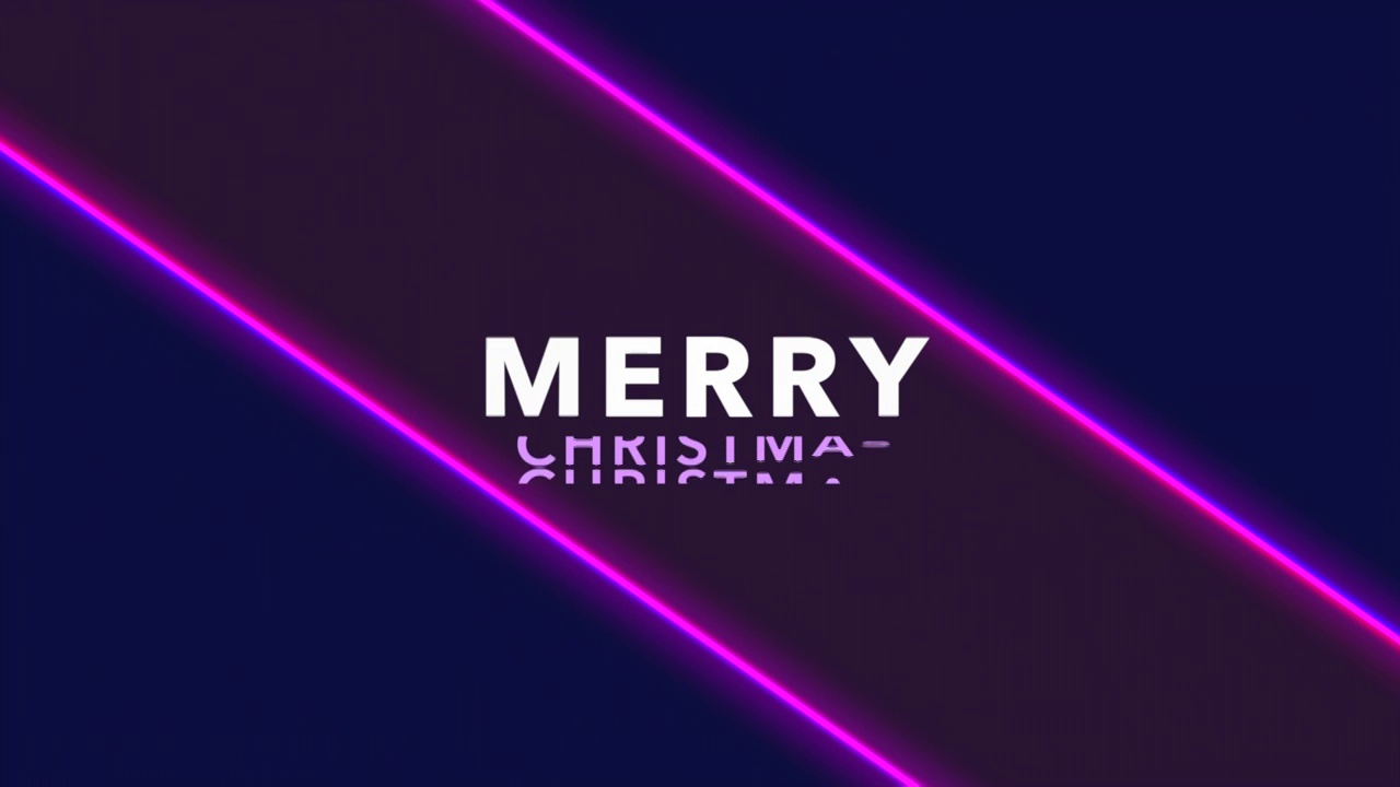 圣诞快乐与霓虹灯发光紫色线条梯度背景视频素材
