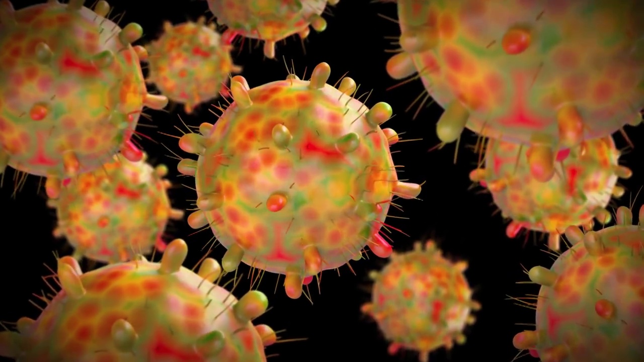 欧米克隆冠状病毒变种动画。视频素材