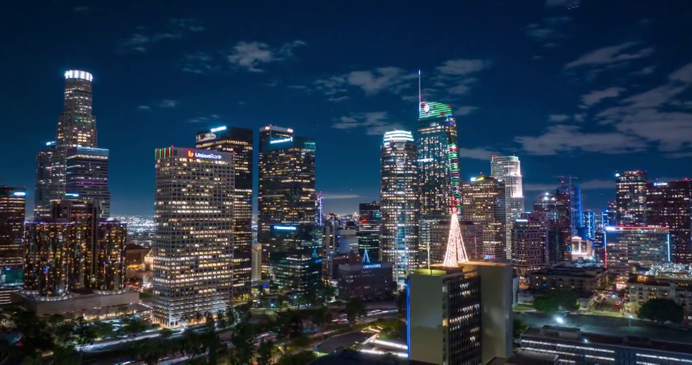 洛杉矶市中心的空中延时超摄视频素材