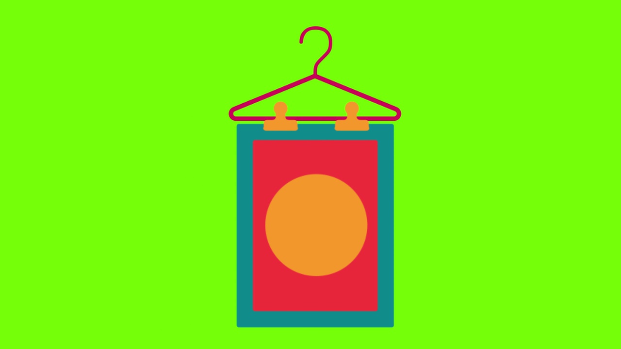 绿色背景的彩色毛巾衣架图标视频下载