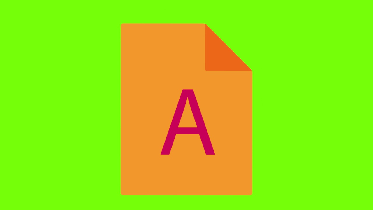 在一个绿色的屏幕背景上有一个字母a的橙色纸的动画视频素材
