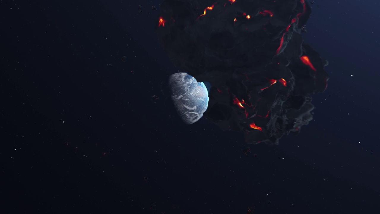 流星和巨大的小行星指向地球视频素材