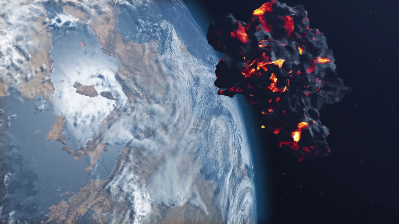 巨大的小行星陨石指向地球视频素材