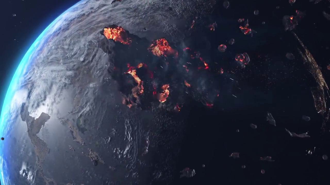 巨大的小行星陨石指向地球视频下载