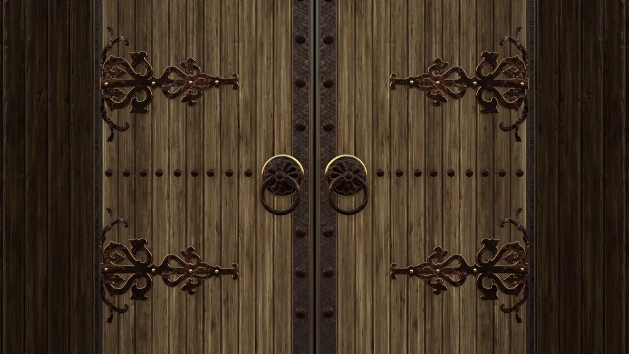 旧木门打开与阿尔法哑光视频素材