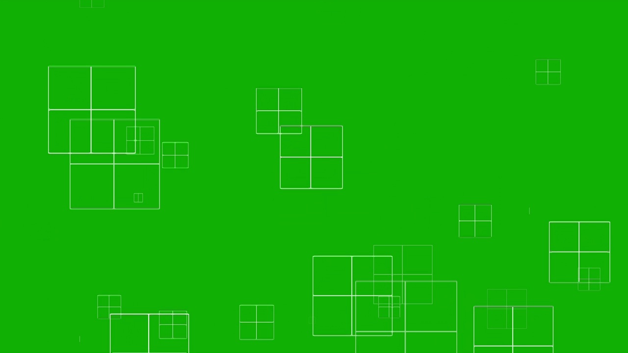 数字网格盒运动图形与绿色屏幕背景视频素材