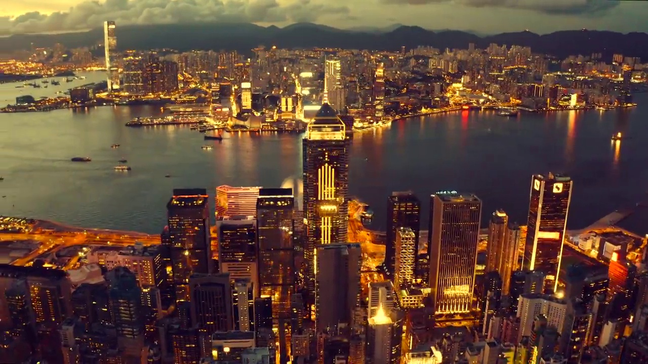 香港维多利亚港鸟瞰图视频素材