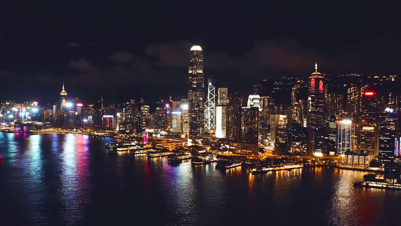 香港维多利亚港鸟瞰图视频下载
