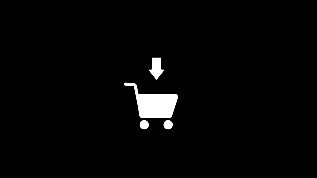 购物车图标动画孤立在黑色背景上。视频下载