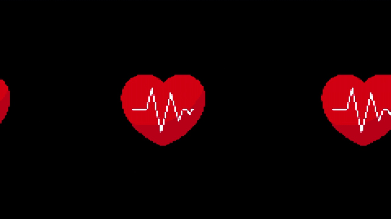 像素心跳心电图心脏故障图标动画。视频素材