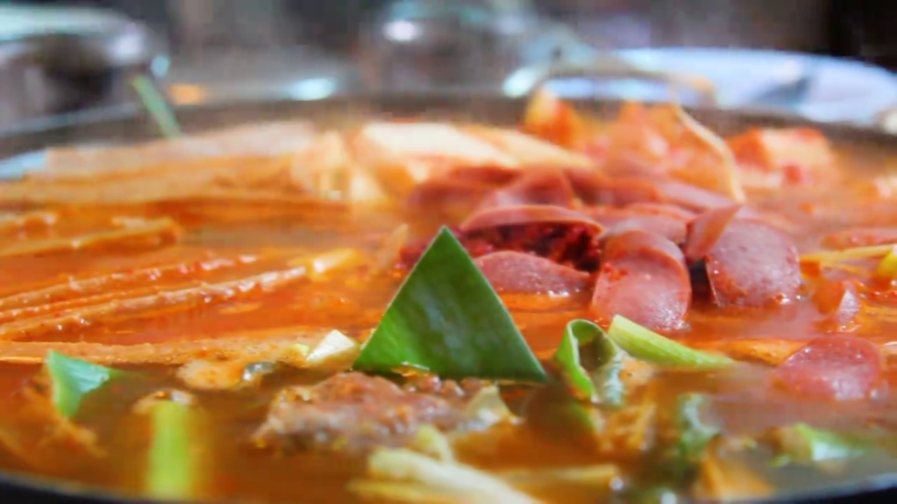 武台菜，军队炖菜，韩国食品视频下载