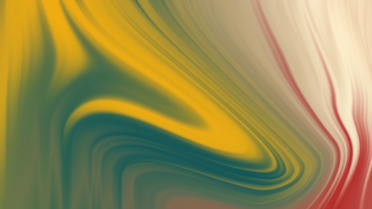流体充满活力的梯度素材。移动的4k动画的绿色，黄色，红色，米色与平滑的运动在帧左转与复制空间。背景概念视频素材