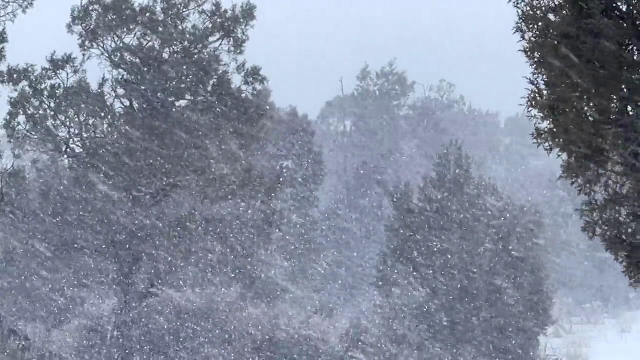 暴风雪暴风雪在强风科罗拉多冬季降雪在山脉沙漠和河流极端天气条件视频系列视频下载