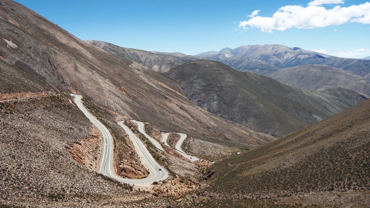 阿根廷安第斯山脉蜿蜒的山路视频下载