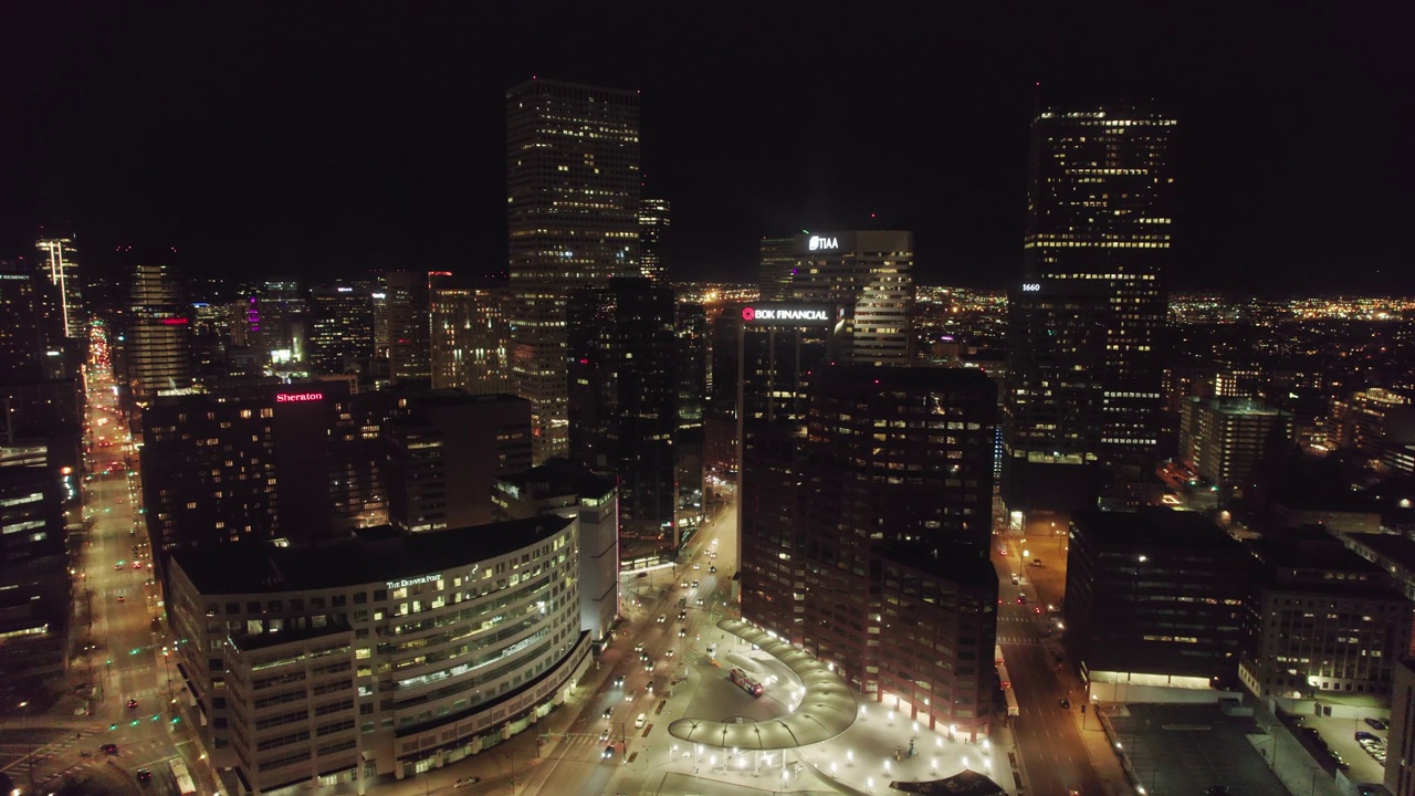 丹佛市中心金融区的夜晚视频素材