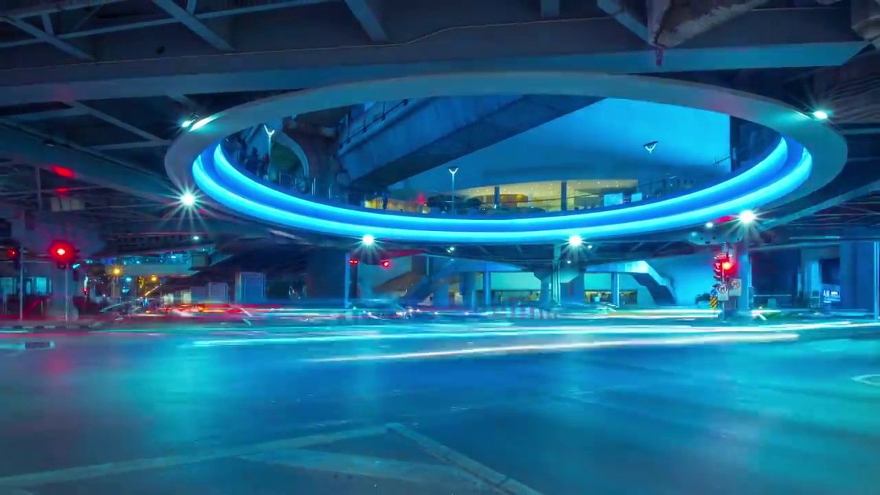 未来照亮交通曼谷城市在夜晚的时间流逝视频下载