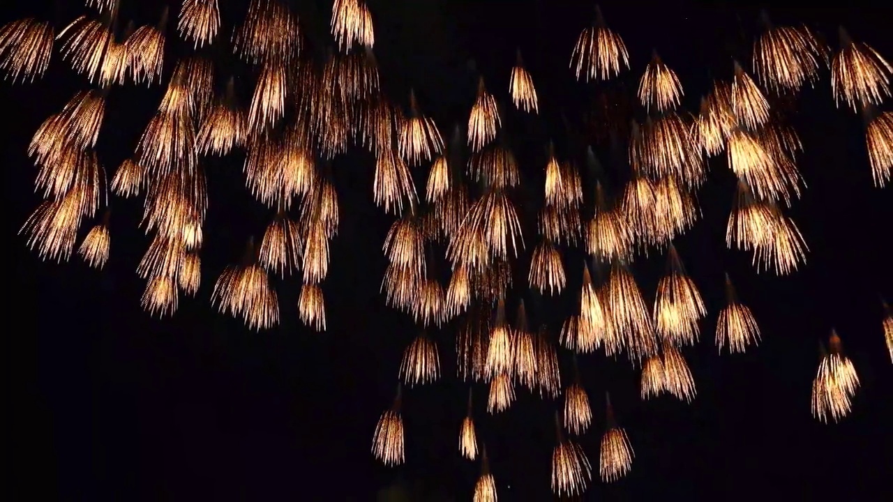 五彩缤纷的烟火照亮了黑暗的天空，令人眼花缭乱的表演庆典视频下载