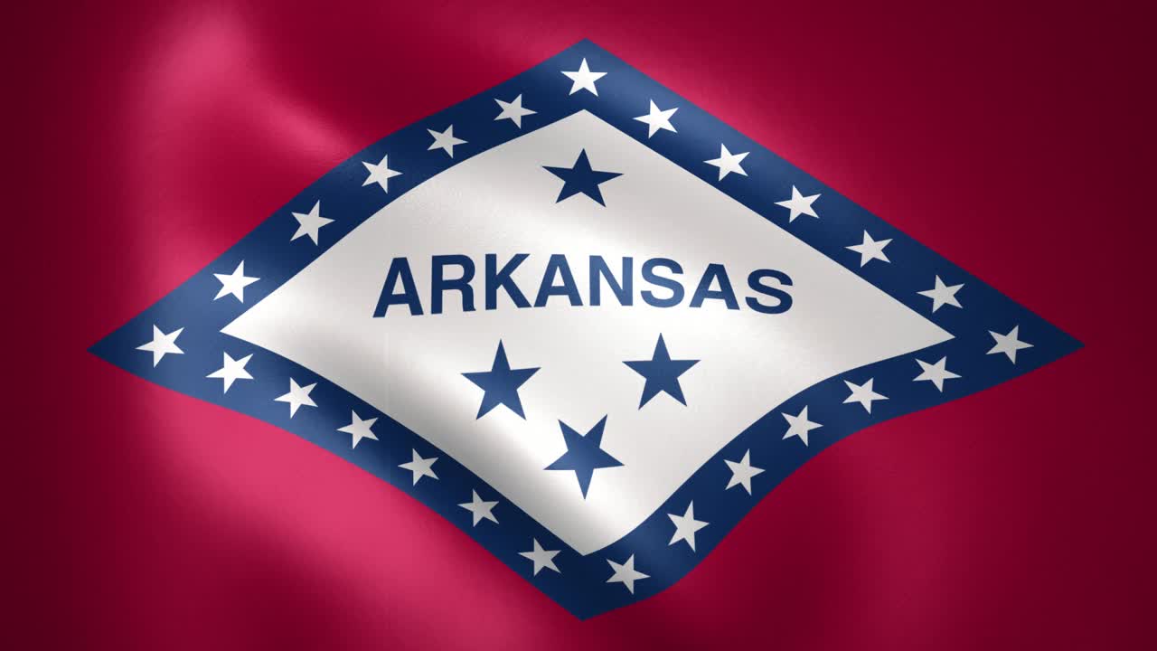 阿肯色州的旗帜在风中飘扬(LOOP)视频素材