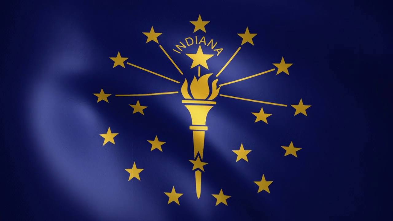 印第安纳州的旗帜在风中飘扬(LOOP)视频素材