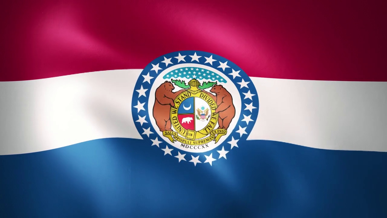 在风中飘扬的密苏里州旗帜(LOOP)视频素材