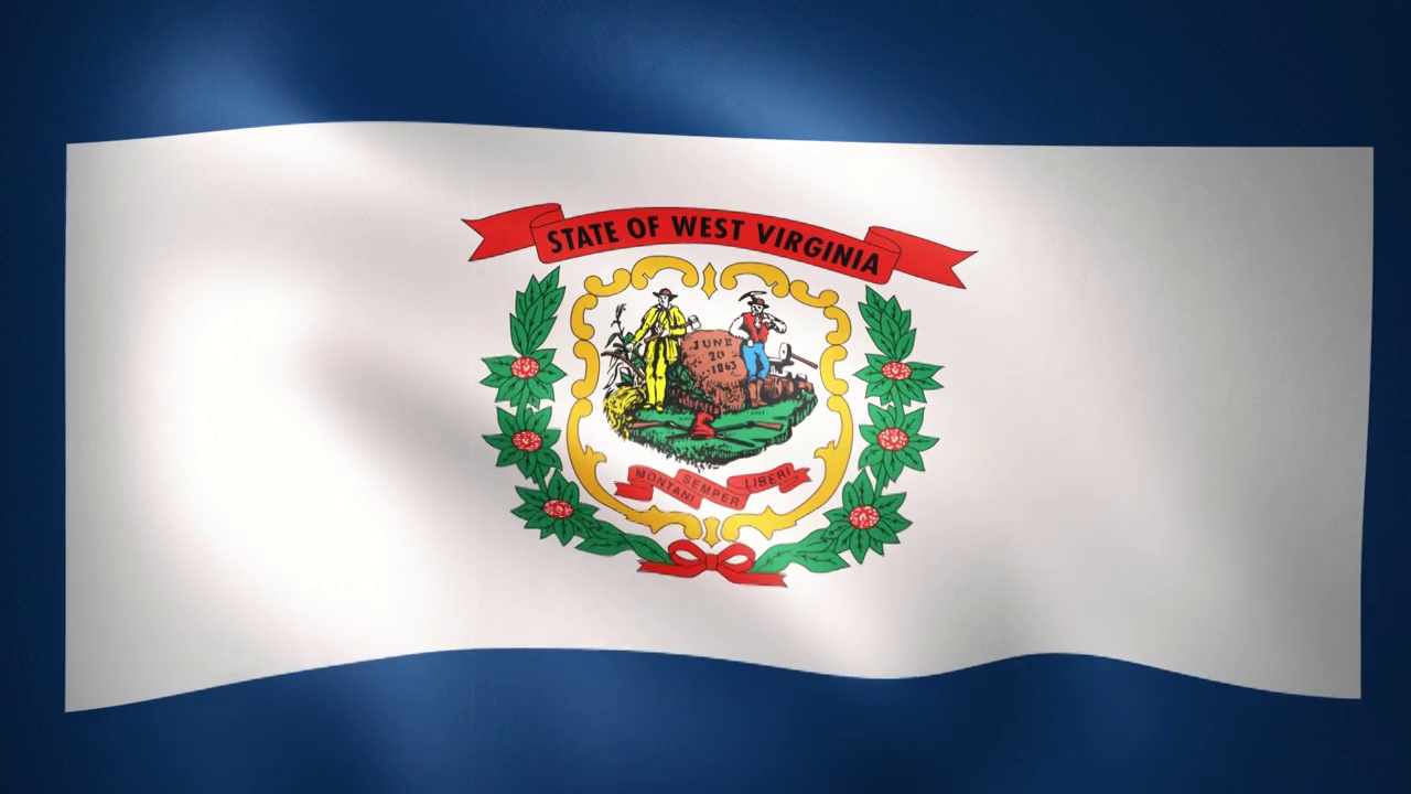 西弗吉尼亚州的旗帜在风中飘扬(LOOP)视频下载