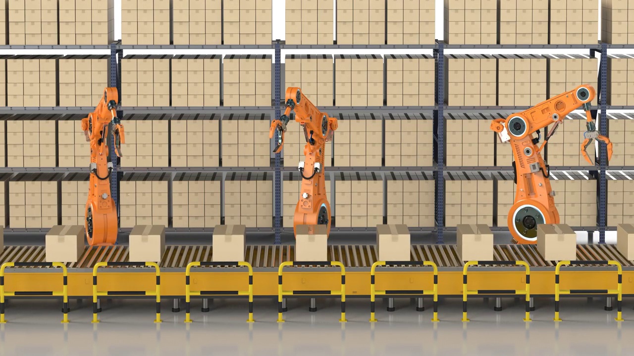 自动化工业用机器人流水线视频素材