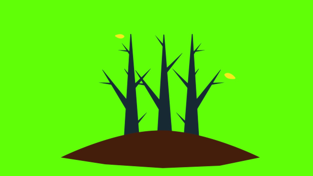 干燥无叶的树木在绿色屏幕背景的动画视频下载